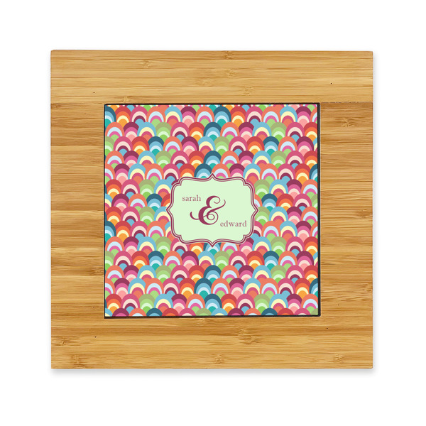 Custom Retro Fishscales Bamboo Trivet with Ceramic Tile Insert (Personalized)