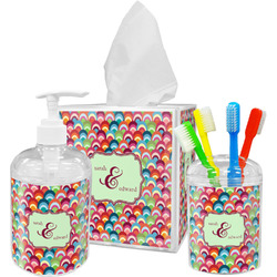 Retro Fishscales Acrylic Bathroom Accessories Set w/ Couple's Names