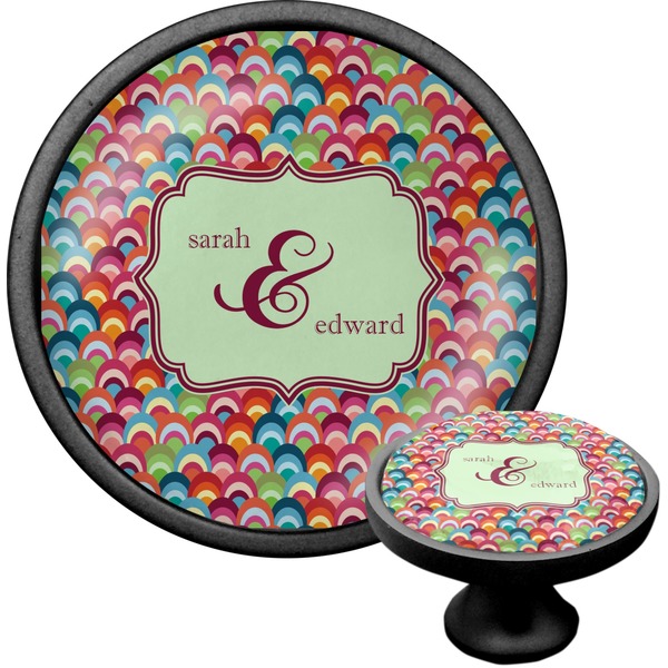 Custom Retro Fishscales Cabinet Knob (Black) (Personalized)