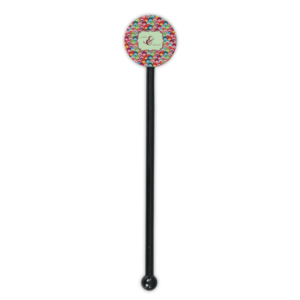 Retro Fishscales Black Plastic 5.5" Stir Stick - Round - Single Stick