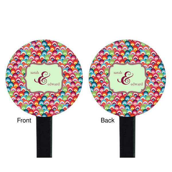 Retro Fishscales Black Plastic 7" Stir Stick - Double Sided - Round - Front & Back