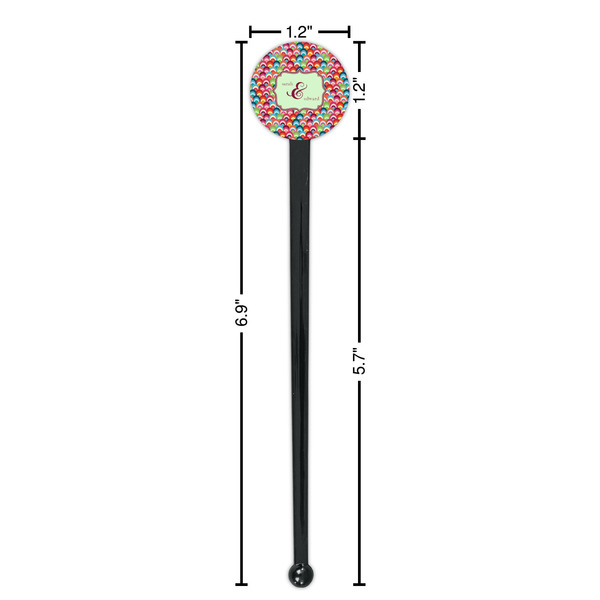 Retro Fishscales Black Plastic 7" Stir Stick - Round - Dimensions