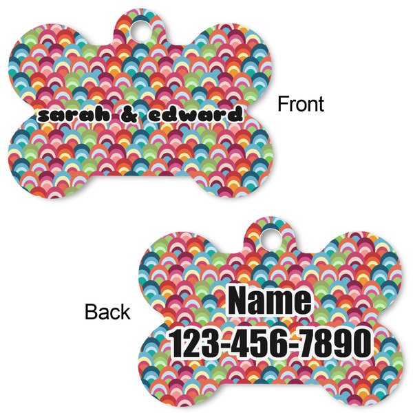 Retro Fishscales Bone Shaped Dog Tag - Front & Back