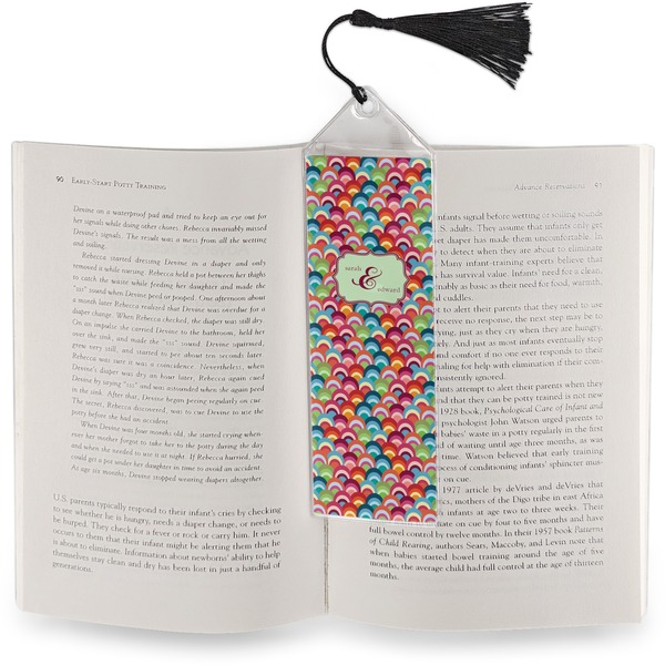 Retro Fishscales Bookmark with tassel - In book