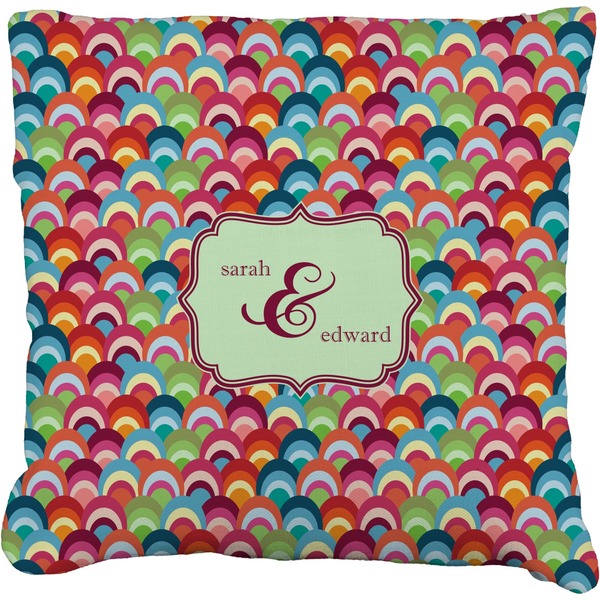 Custom Retro Fishscales Faux-Linen Throw Pillow 16" (Personalized)