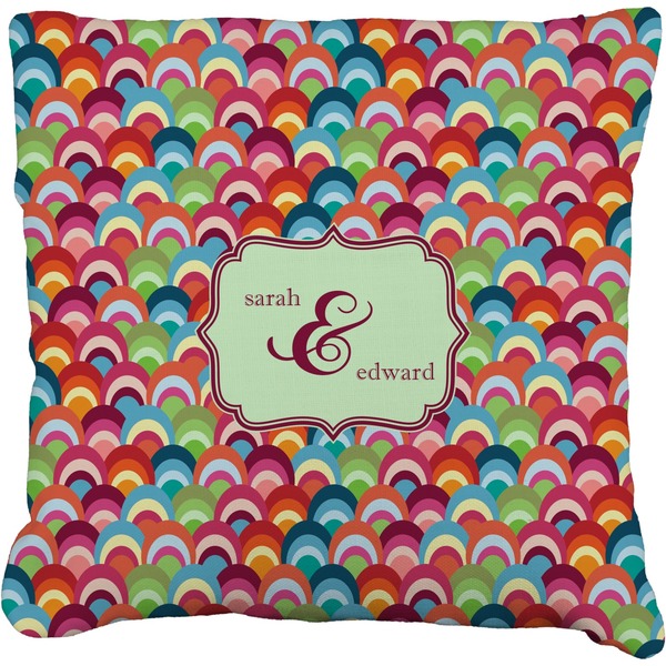 Custom Retro Fishscales Faux-Linen Throw Pillow 18" (Personalized)