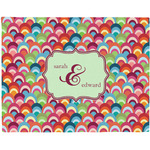 Retro Fishscales Woven Fabric Placemat - Twill w/ Couple's Names