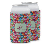 Retro Fishscales Can Cooler (12 oz) w/ Couple's Names