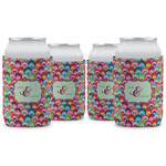 Retro Fishscales Can Cooler (12 oz) - Set of 4 w/ Couple's Names