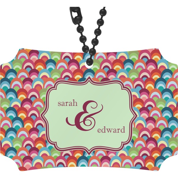 Custom Retro Fishscales Rear View Mirror Ornament (Personalized)