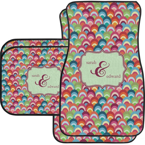 Custom Retro Fishscales Car Floor Mats Set - 2 Front & 2 Back (Personalized)