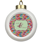 Retro Fishscales Ceramic Ball Ornament (Personalized)