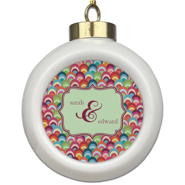 Custom Retro Fishscales Ceramic Ball Ornament (Personalized)
