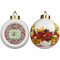 Retro Fishscales Ceramic Christmas Ornament - Poinsettias (APPROVAL)
