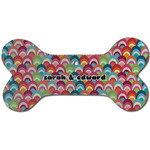 Retro Fishscales Ceramic Dog Ornament - Front w/ Couple's Names