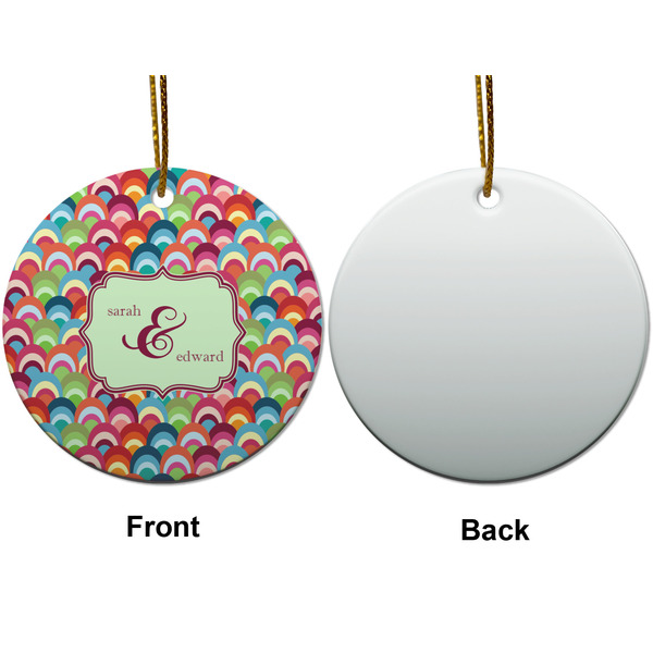 Retro Fishscales Ceramic Flat Ornament - Circle Front & Back (APPROVAL)