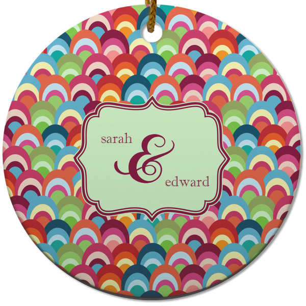 Retro Fishscales Ceramic Flat Ornament - Circle (Front)