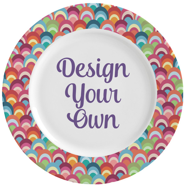 Custom Retro Fishscales Ceramic Dinner Plates (Set of 4) (Personalized)