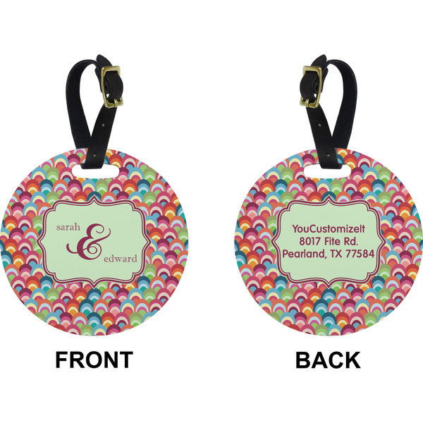 Retro Fishscales Circle Luggage Tag (Front + Back)