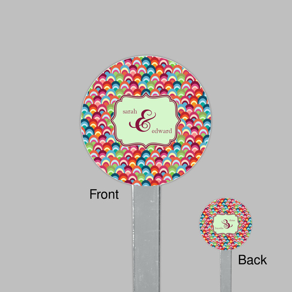 Retro Fishscales Clear Plastic 7" Stir Stick - Round - Front & Back