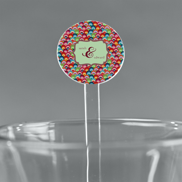 Custom Retro Fishscales 5.5" Round Plastic Stir Sticks - Clear (Personalized)