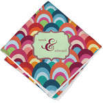 Retro Fishscales Cloth Cocktail Napkin - Single w/ Couple's Names
