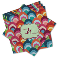 Retro Fishscales Cloth Cocktail Napkins - Set of 4 w/ Couple's Names