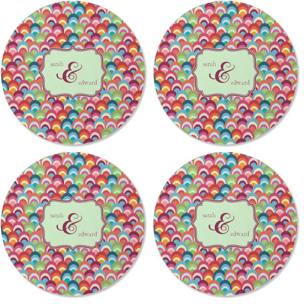 Retro Fishscales Coaster Round Rubber Back - Apvl