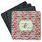 Retro Fishscales Square Rubber Backed Coasters - Set of 4 (Personalized)