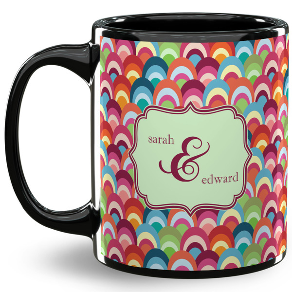 Custom Retro Fishscales 11 Oz Coffee Mug - Black (Personalized)