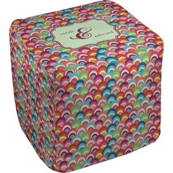 Retro Fishscales Cube Pouf Ottoman (Personalized)