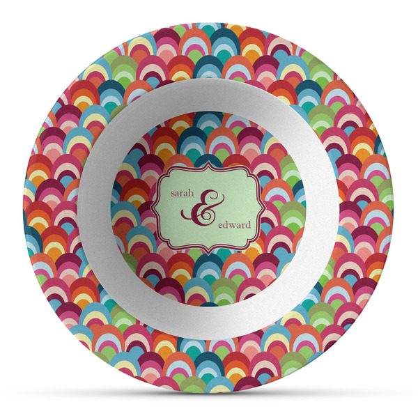 Custom Retro Fishscales Plastic Bowl - Microwave Safe - Composite Polymer (Personalized)