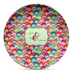 Retro Fishscales Microwave Safe Plastic Plate - Composite Polymer (Personalized)