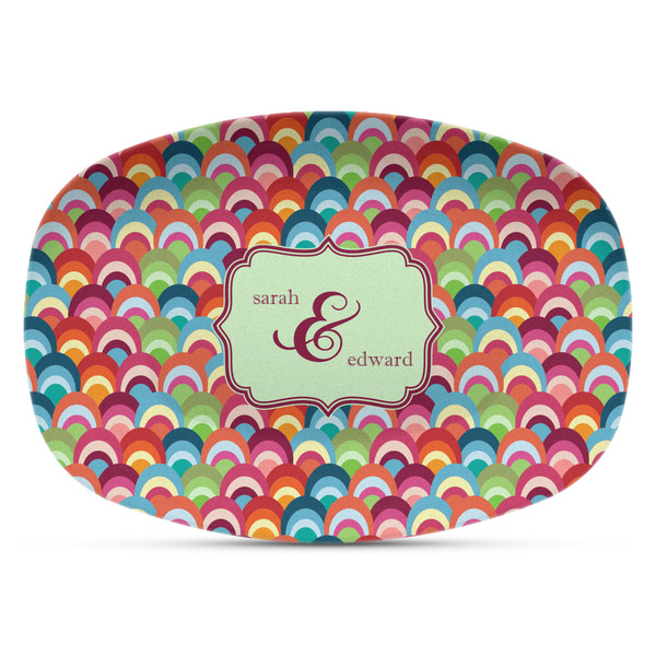 Custom Retro Fishscales Plastic Platter - Microwave & Oven Safe Composite Polymer (Personalized)