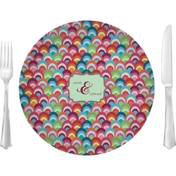 Custom Retro Fishscales Glass Lunch / Dinner Plate 10" (Personalized)