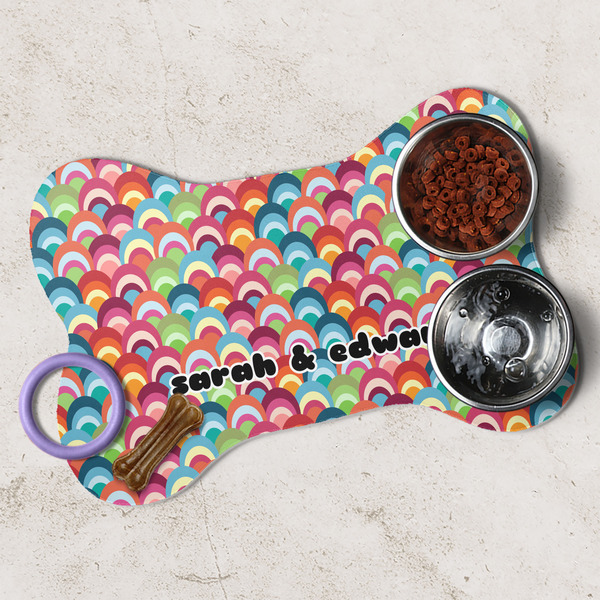 Retro Fishscales Dog Bone Shaped Mat Lifestyle