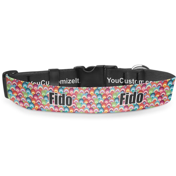 Custom Retro Fishscales Deluxe Dog Collar - Extra Large (16" to 27") (Personalized)