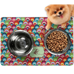 Retro Fishscales Dog Food Mat - Small w/ Couple's Names