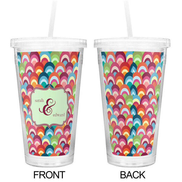 Retro Fishscales Double Wall Tumbler with Straw - Approval