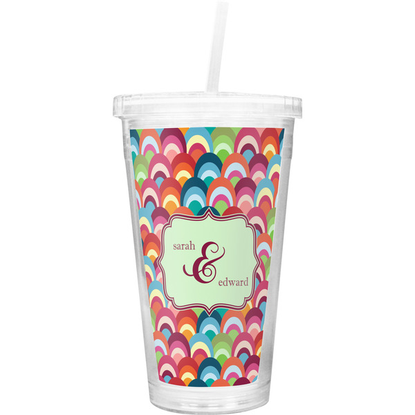 Custom Retro Fishscales Double Wall Tumbler with Straw (Personalized)