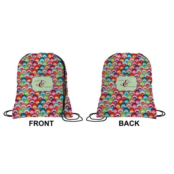 Retro Fishscales Drawstring Backpack Front & Back Small