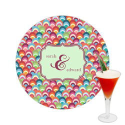 Retro Fishscales Printed Drink Topper -  2.5" (Personalized)
