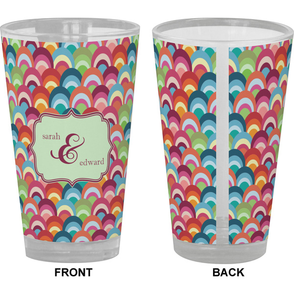 Retro Fishscales Pint Glass - Full Color - Front & Back Views