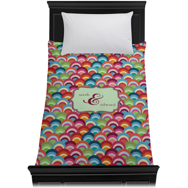 Retro Fishscales Duvet Cover - Twin - On Bed - No Prop