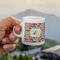 Retro Fishscales Espresso Cup - 3oz LIFESTYLE (new hand)