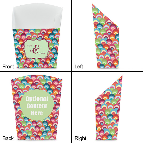 Retro Fishscales French Fry Favor Box - Front & Back View