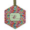 Retro Fishscales Flat Glass Ornament - Hexagon w/ Couple's Names