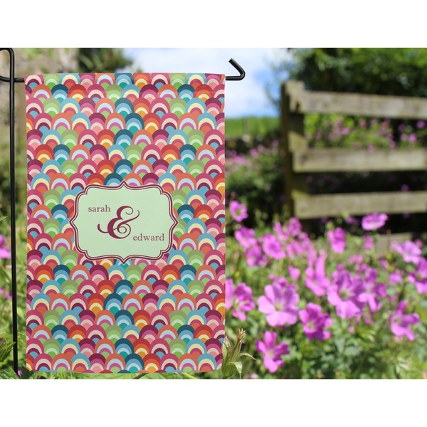 Retro Fishscales Garden Flag - Outside In Flowers