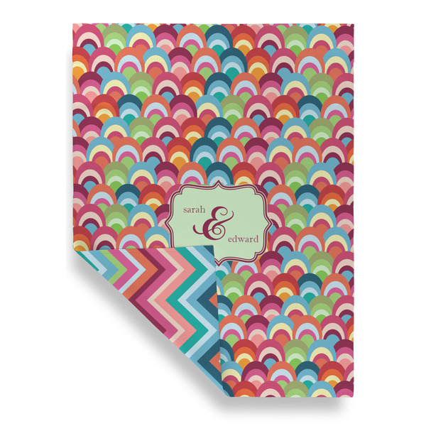 Retro Fishscales Garden Flags - Large - Double Sided - FRONT FOLDED