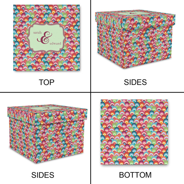 Retro Fishscales Gift Boxes with Lid - Canvas Wrapped - Large - Approval